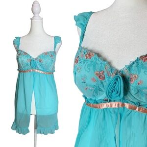 Vintage Victoria’s Secret Floral Sheer Babydoll Lingerie Top